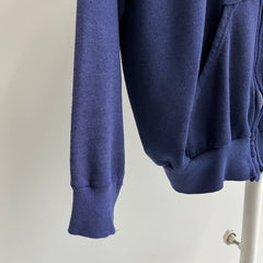 1970s Super Soft, Thin and Slouchy Faded Navy Hoodie