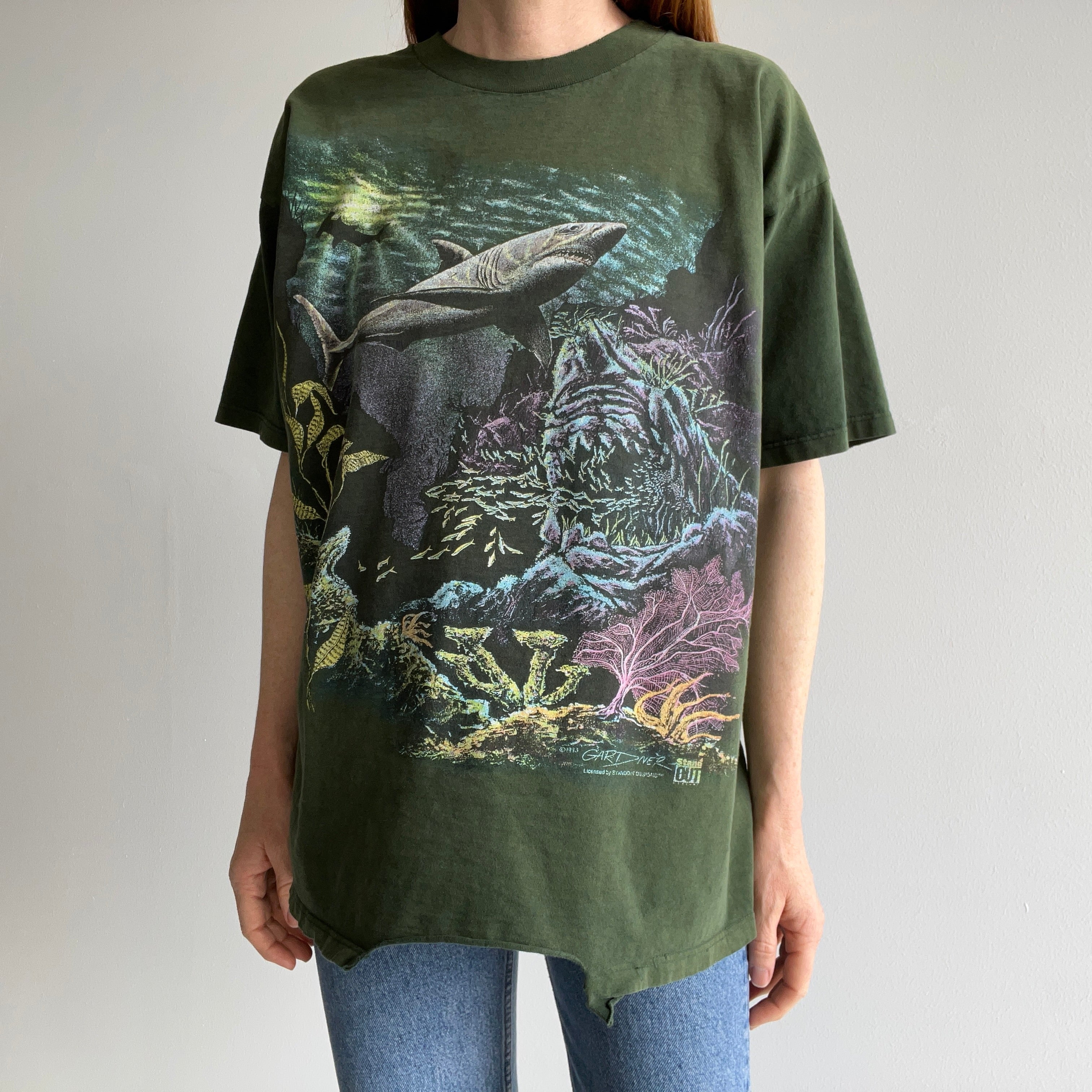 1993 Beat Up Shark T-Shirt with Epic Sun Fading