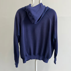 1970s Super Soft, Thin and Slouchy Faded Navy Hoodie