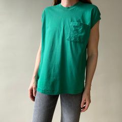1980s Blank Green Muscle Pocket T Shirt