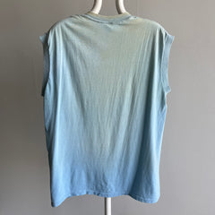 1970s Collectible (But Also Utterly Destroyed) Baby Blue Beat Up Shredded Town Craft Muscle Tank - Cotton