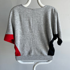 1980s Tri Color Dolman Sleeve Red, Gray and Black Thin/Lightweight 3/4 Sleeve Sweatshirt