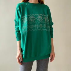 1980s Snowflake Pointillism Sweatshirt - Longer Cut