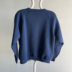 1970s Blank Navy Sweatshirt with Under Arm Gussets - Rad