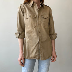 1960's Heavyweight Tan Button-Up Military Shirt
