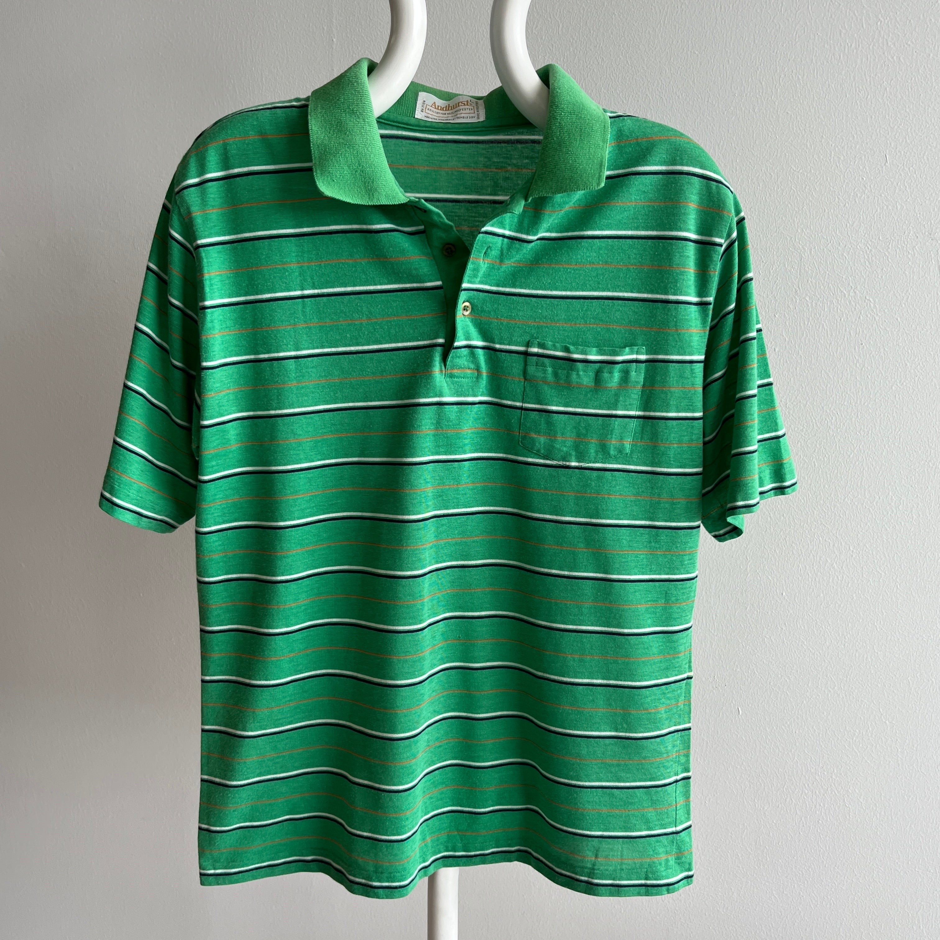 1970s Striped Lightweight Polo Shirt - THIS