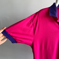 1990s Two Tone Pink and Purple Polo with the Hem Out T-Shirt