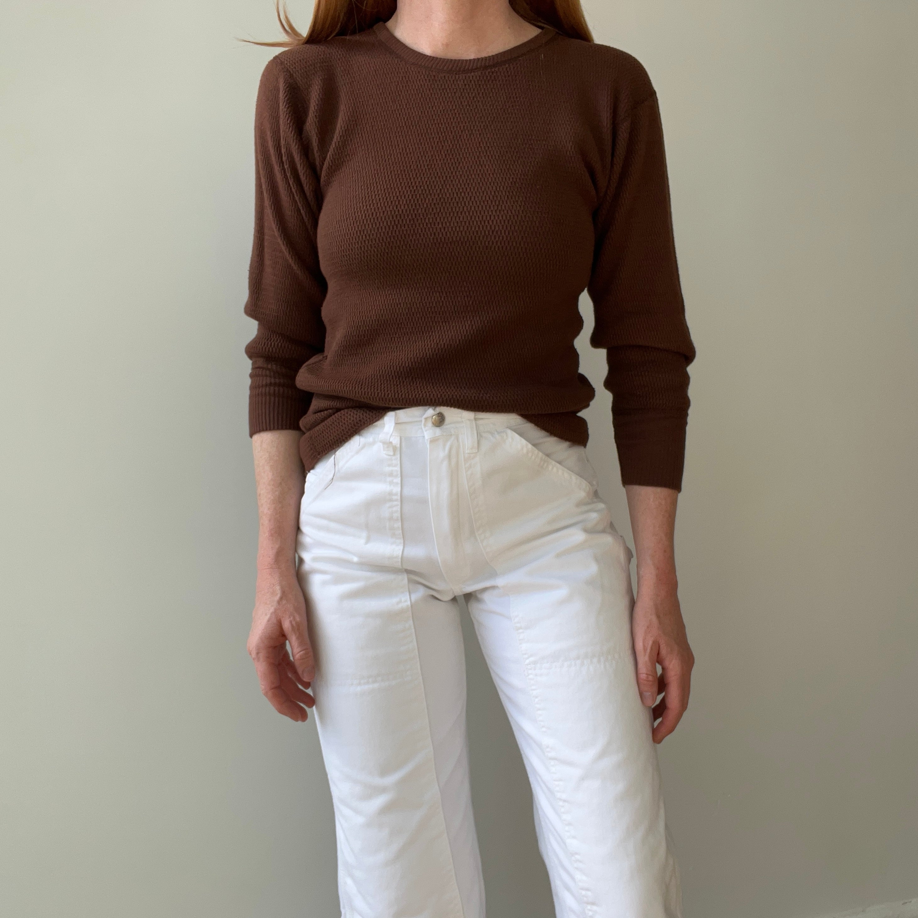 1970s Over Dyed Chocolate Brown Cotton Thermal