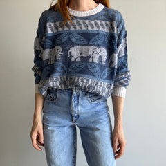 1980s Elephant Lightweight Acrylic Sweater