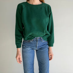 1980s Forest Green Blank Raglan with Shorter Long Sleeves - A GEM