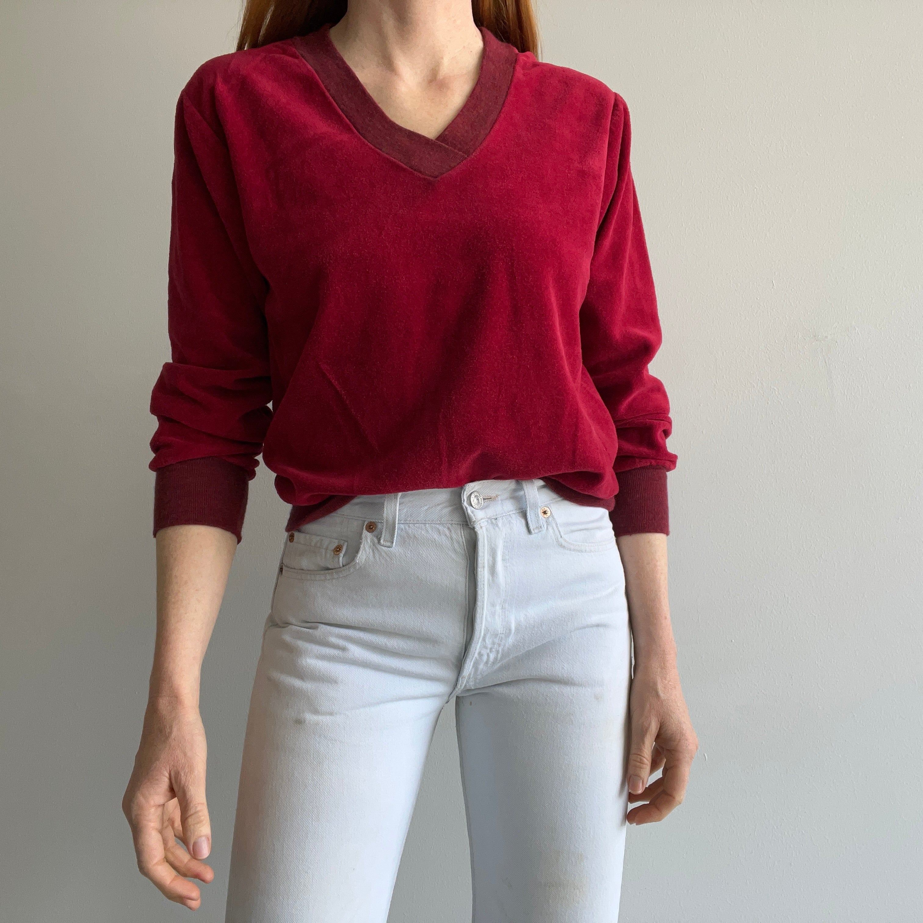 1980s V-Neck Velour Style Sweatshirt by Avon - Yes, that's right - Avon