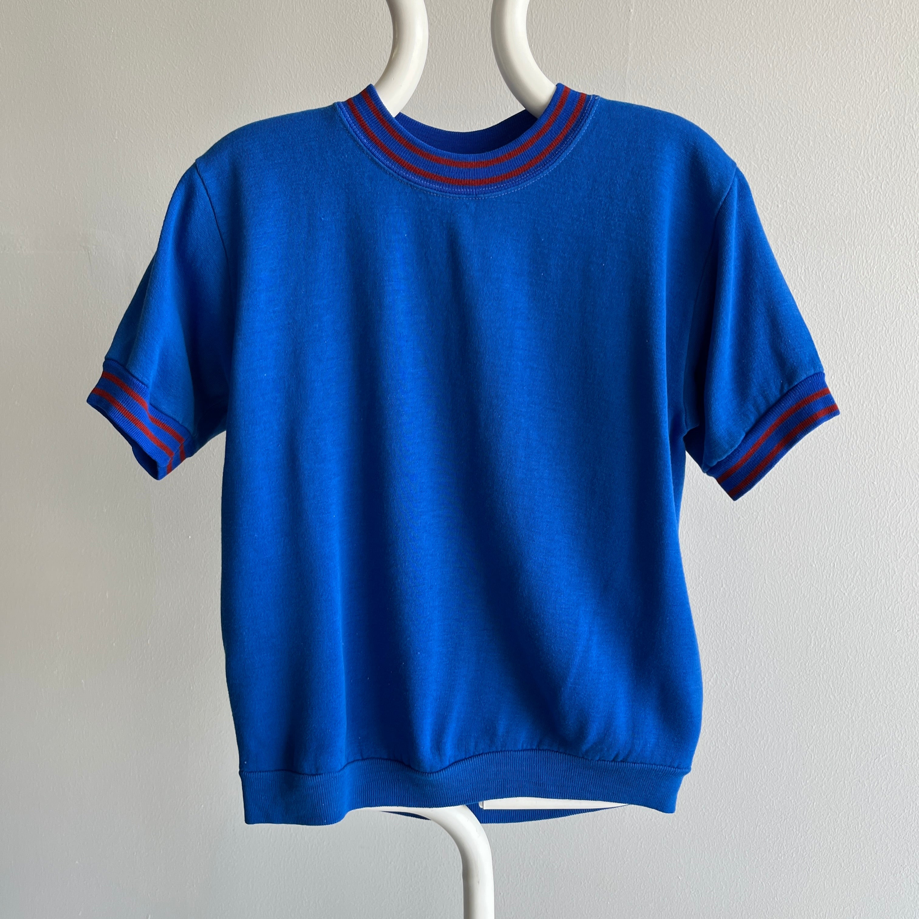 1970s Two Toned Acrylic Blend Short Sleeve Warm Up - So Soft