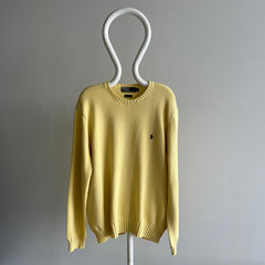 1990s Pale Yellow Soft Cotton Ralph Lauren Sweater