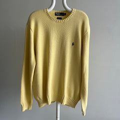 1990s Pale Yellow Soft Cotton Ralph Lauren Sweater