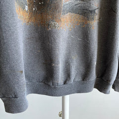 1980s Epic Bear Sweatshirt That Is Stained and Worn To Perfection
