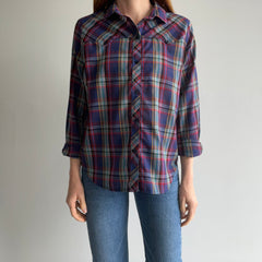 1980s Lightweight Plaid Cowgirl Shirt - Not Exactly a Flannel Per Say