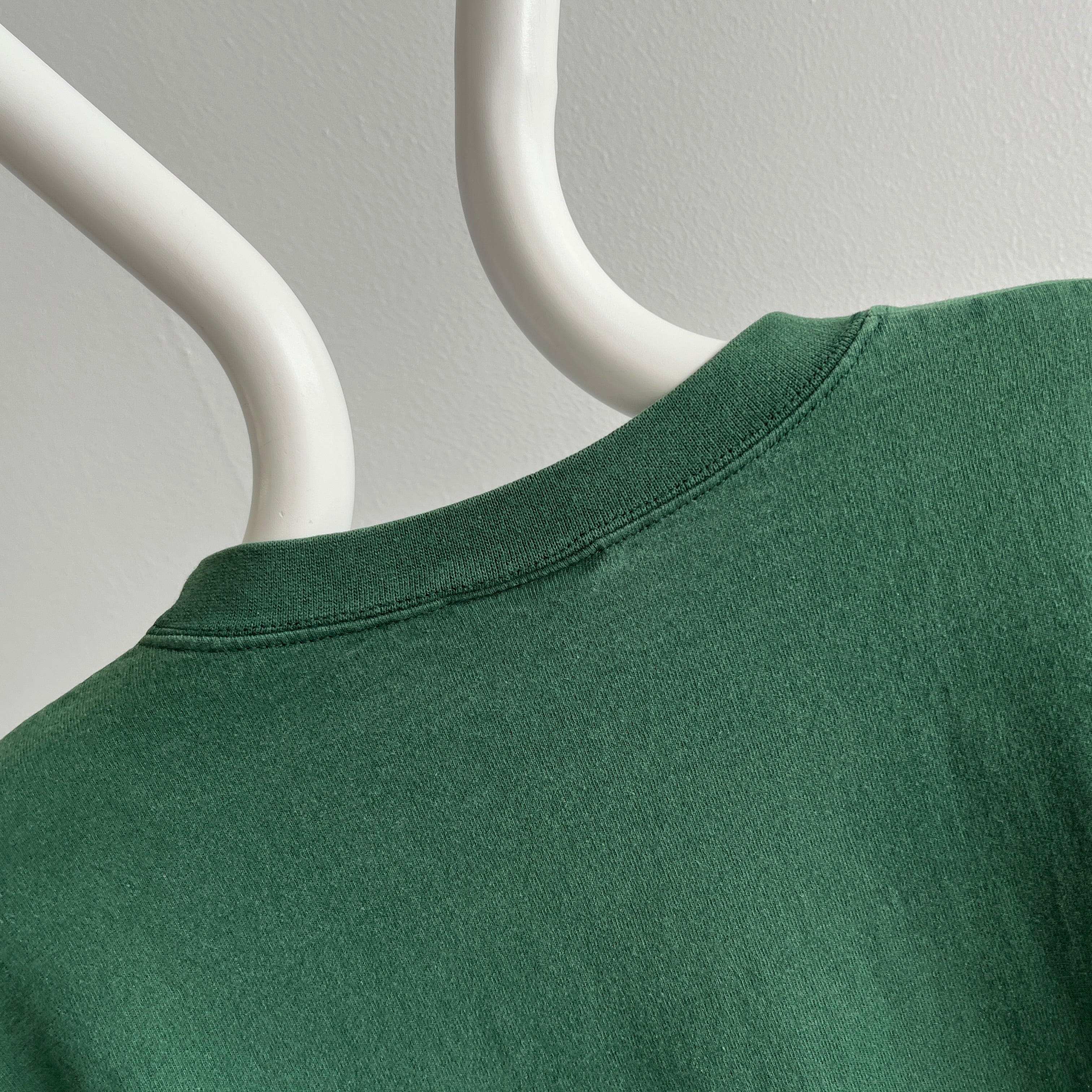 1990s Redwood Green Medium Weight Long Sleeve Cotton T-Shirt