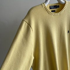 1990s Pale Yellow Soft Cotton Ralph Lauren Sweater