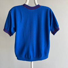 1970s Two Toned Acrylic Blend Short Sleeve Warm Up - So Soft