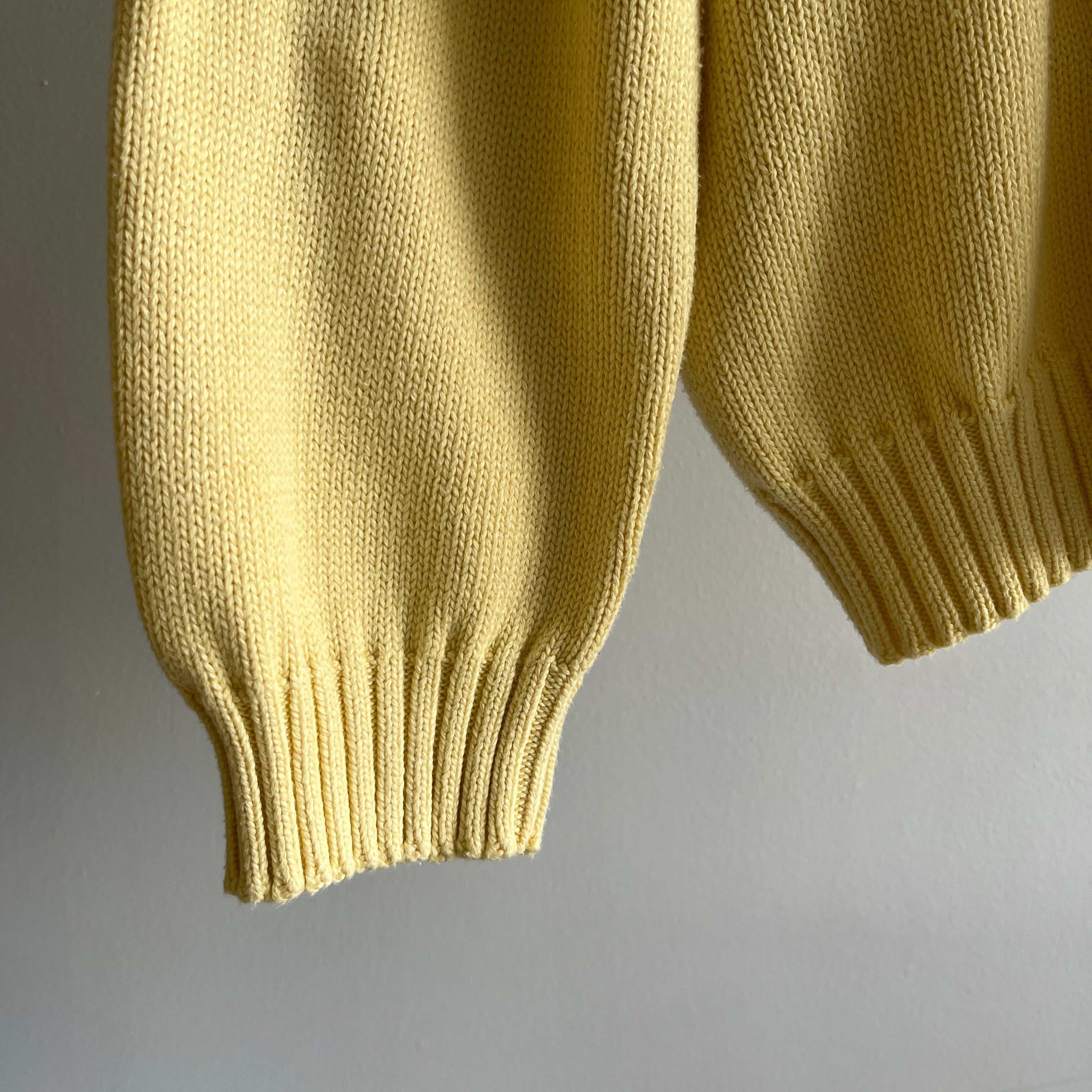 1990s Pale Yellow Soft Cotton Ralph Lauren Sweater