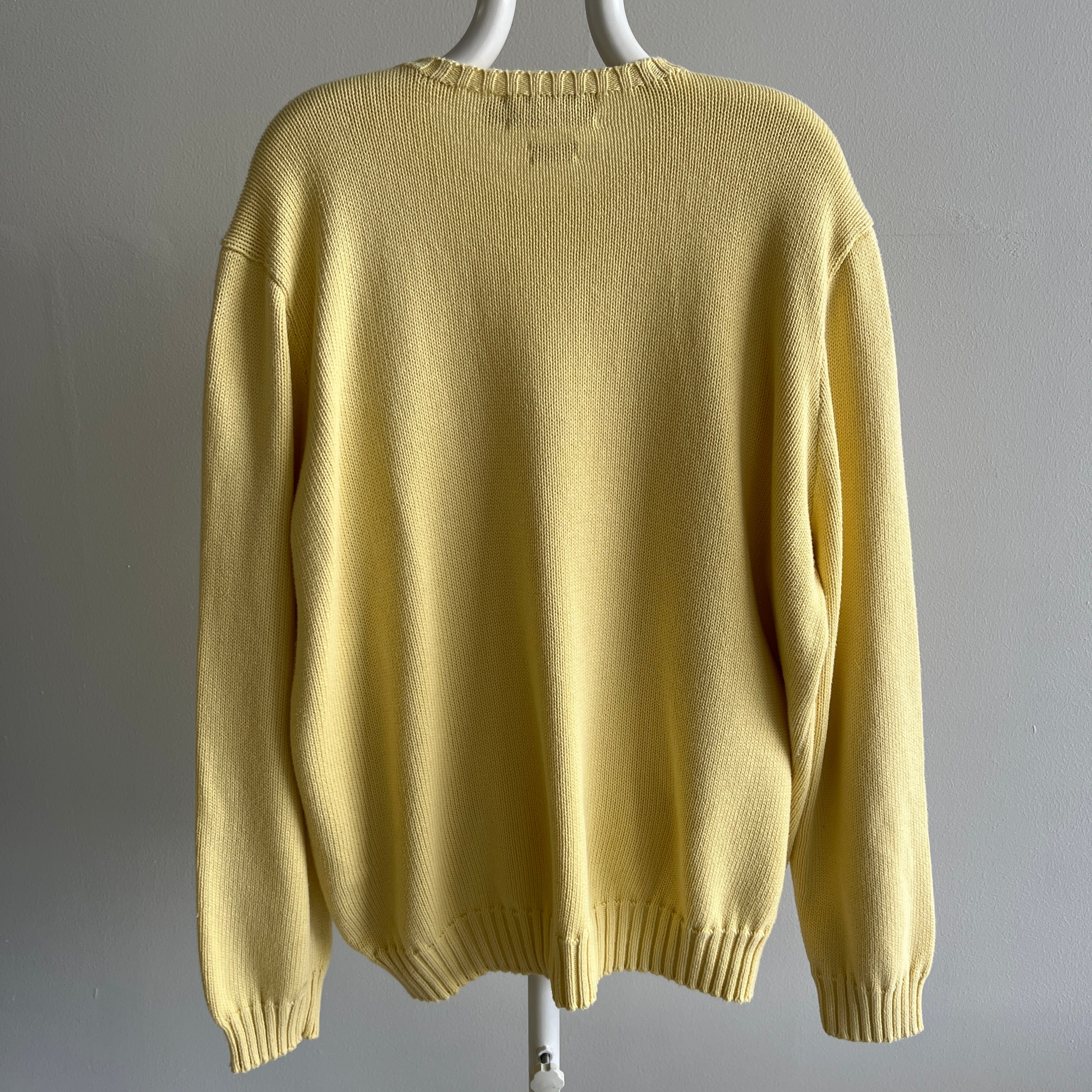 1990s Pale Yellow Soft Cotton Ralph Lauren Sweater