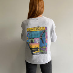 1980s Seaside Volleyball Front and Back Paint Stained Sweatshirt