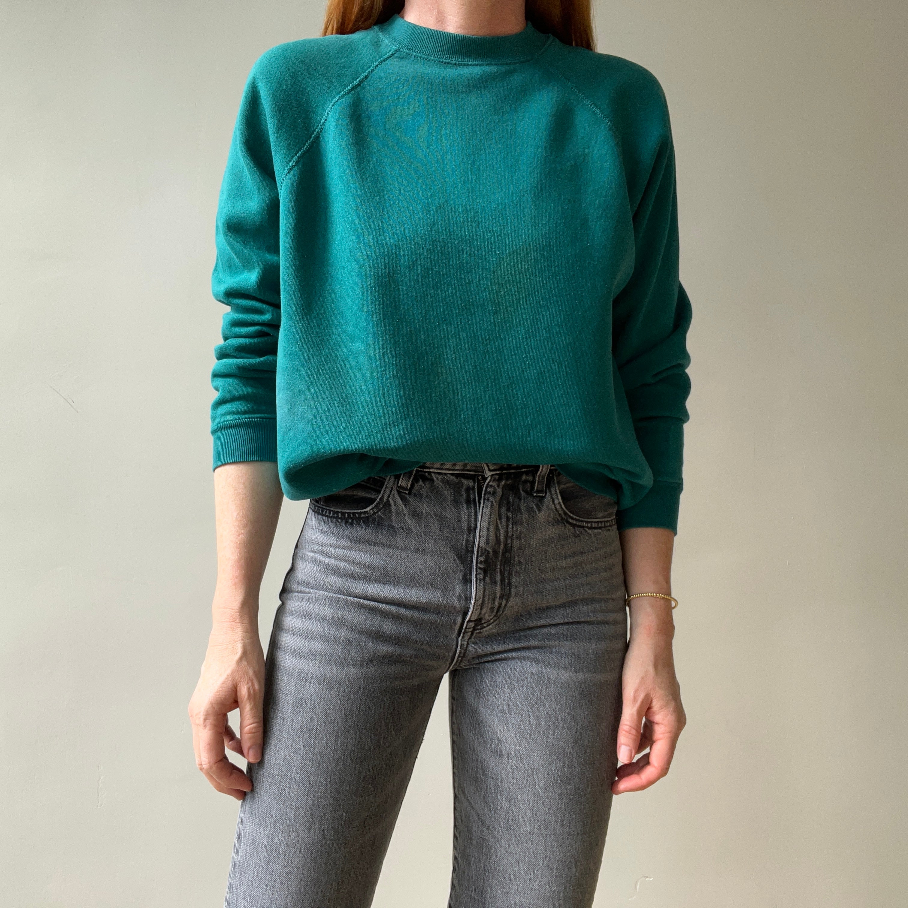 1980s Blank Green Raglan Sweatshirt