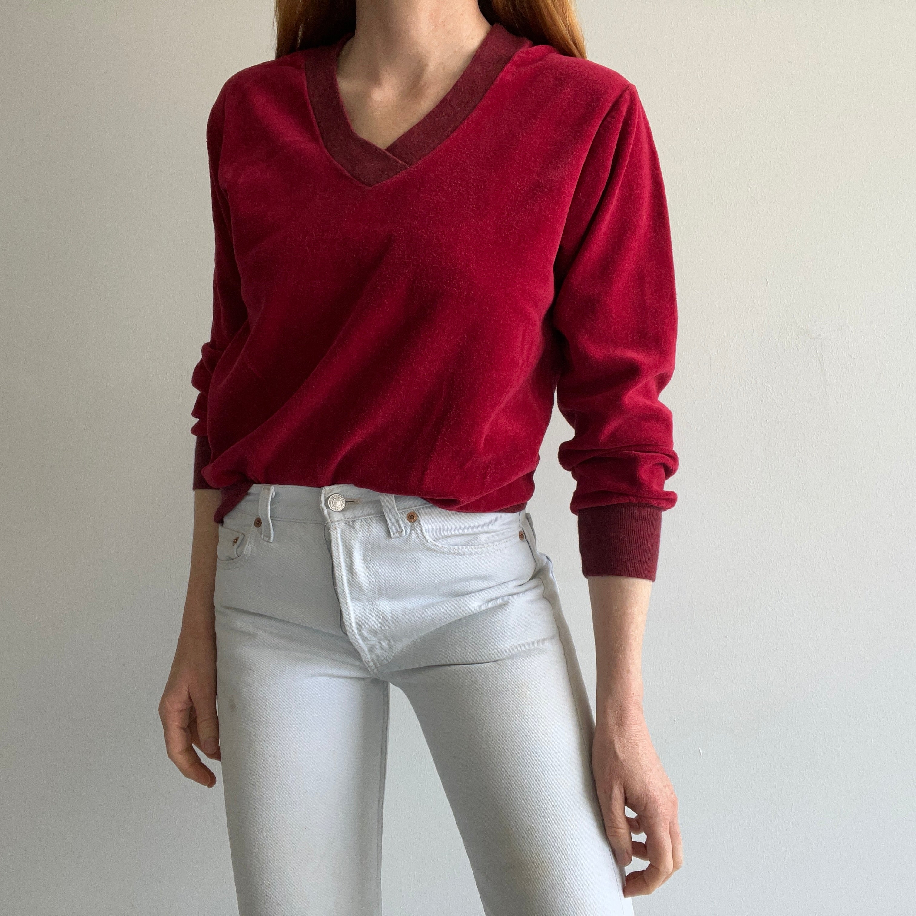 1980s V-Neck Velour Style Sweatshirt by Avon - Yes, that's right - Avon