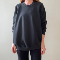 1980s Blank Black Raglan Sweatshirt - DREAMY