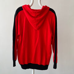 1970s Red and Black Zip Up Hoodie