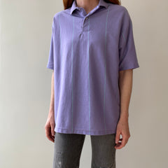 1980s Lavender Striped Polo Shirt