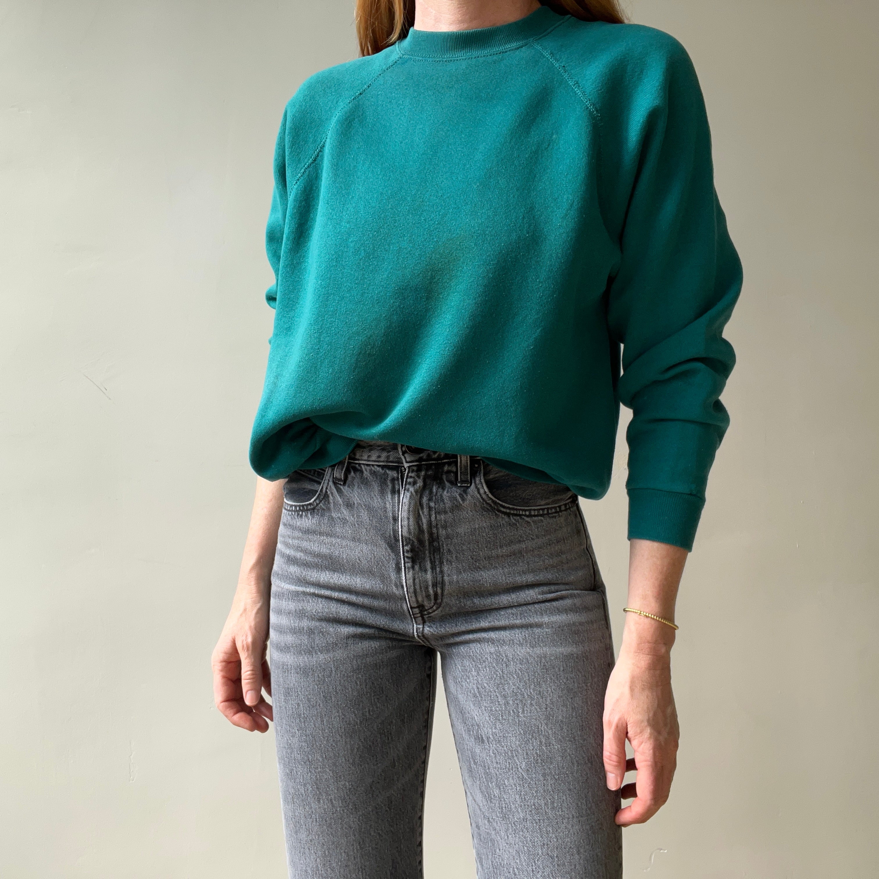 1980s Blank Green Raglan Sweatshirt