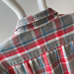 1970s DIY Handmade Cotton Flannel - Red, Gray and Blue - SO GOOD