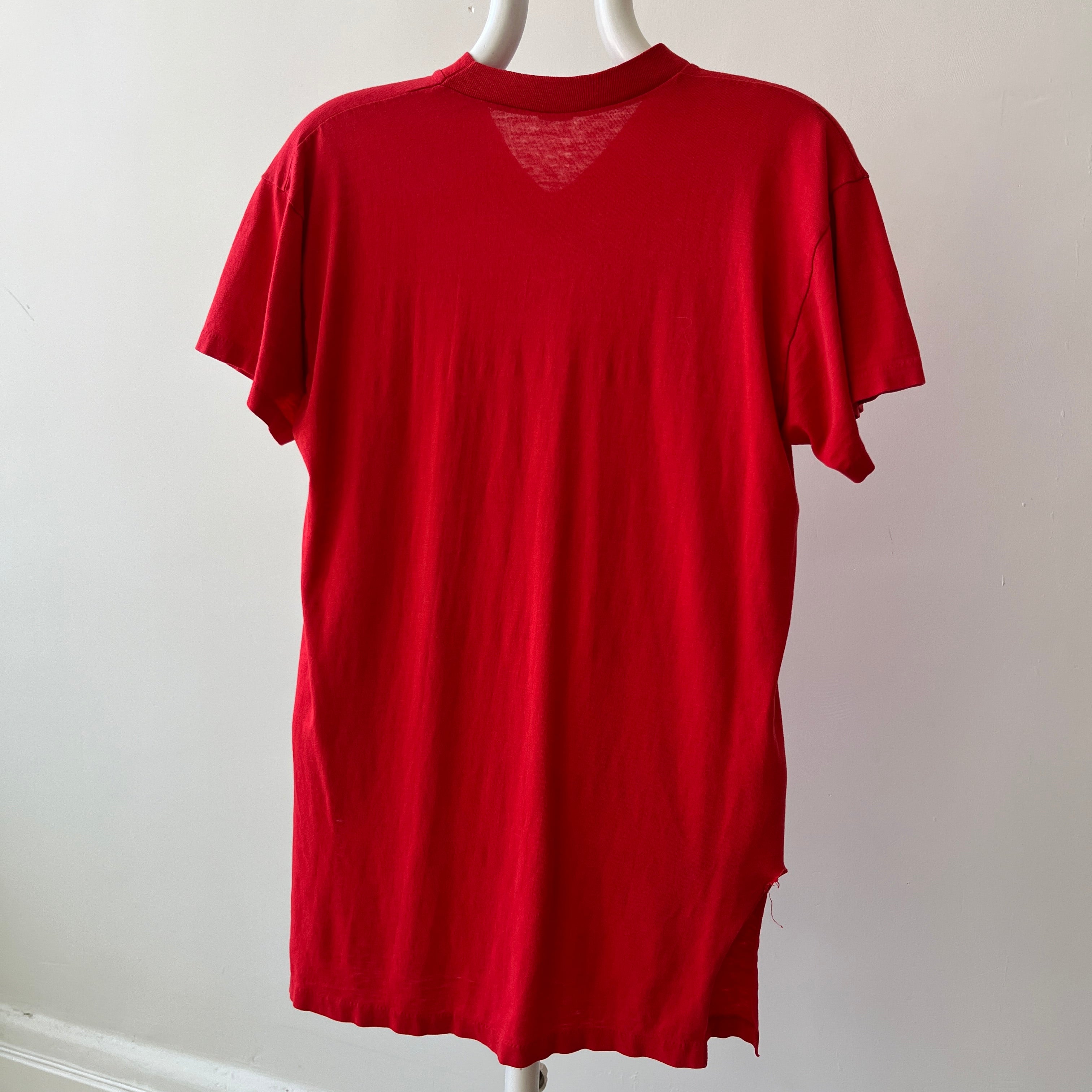 1980s Ohio State Teddy Bear V Neck T-Shirt - Very Faded, Soft and Slouchy