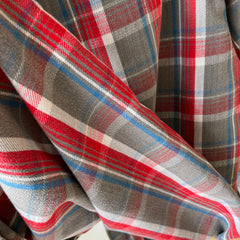 1970s DIY Handmade Cotton Flannel - Red, Gray and Blue - SO GOOD