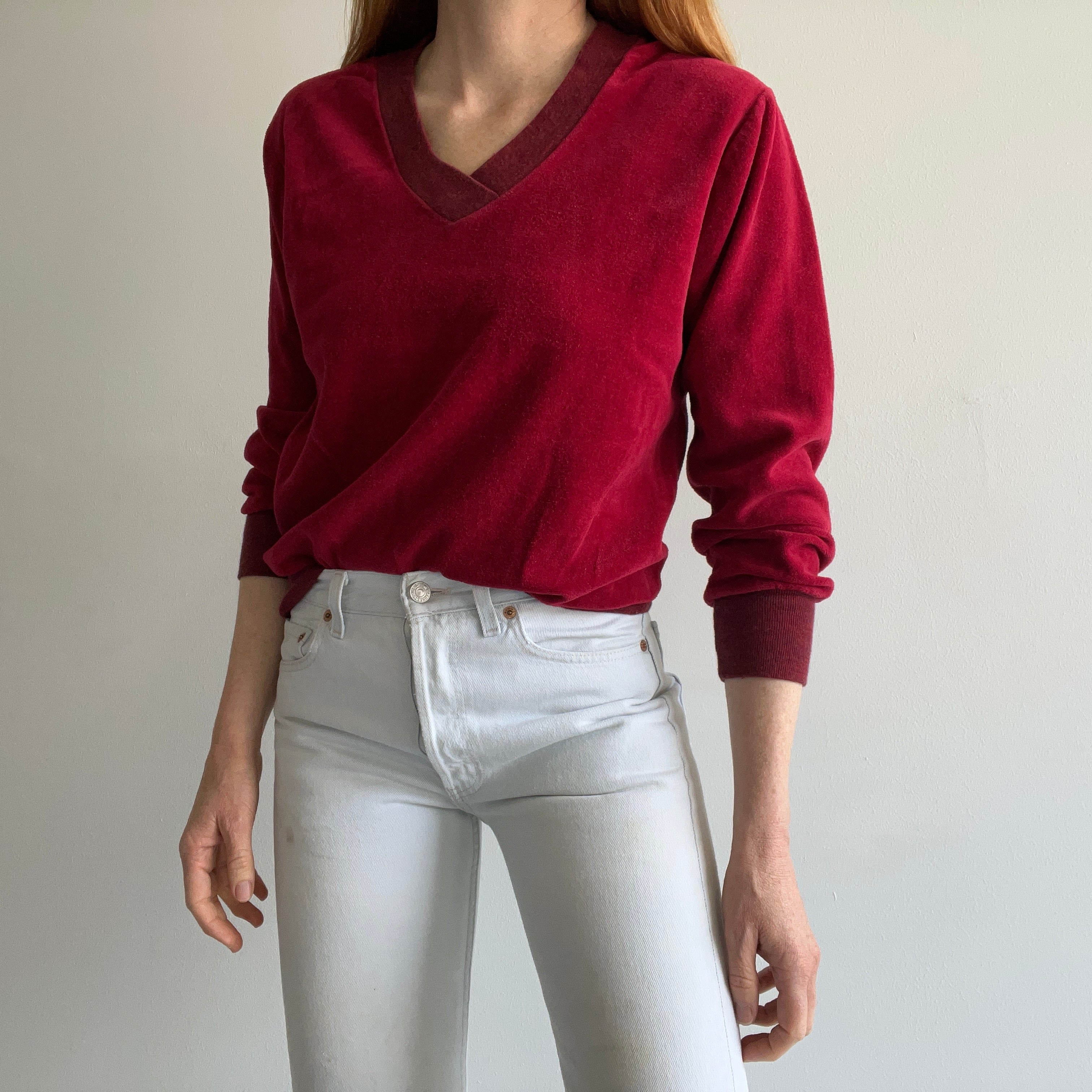 1980s V-Neck Velour Style Sweatshirt by Avon - Yes, that's right - Avon