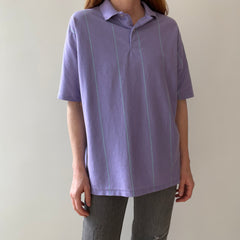 1980s Lavender Striped Polo Shirt