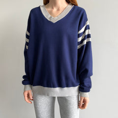 1970s Super Slouchy V-Neck Cozy Acrylic/Cotton Sweatshirt