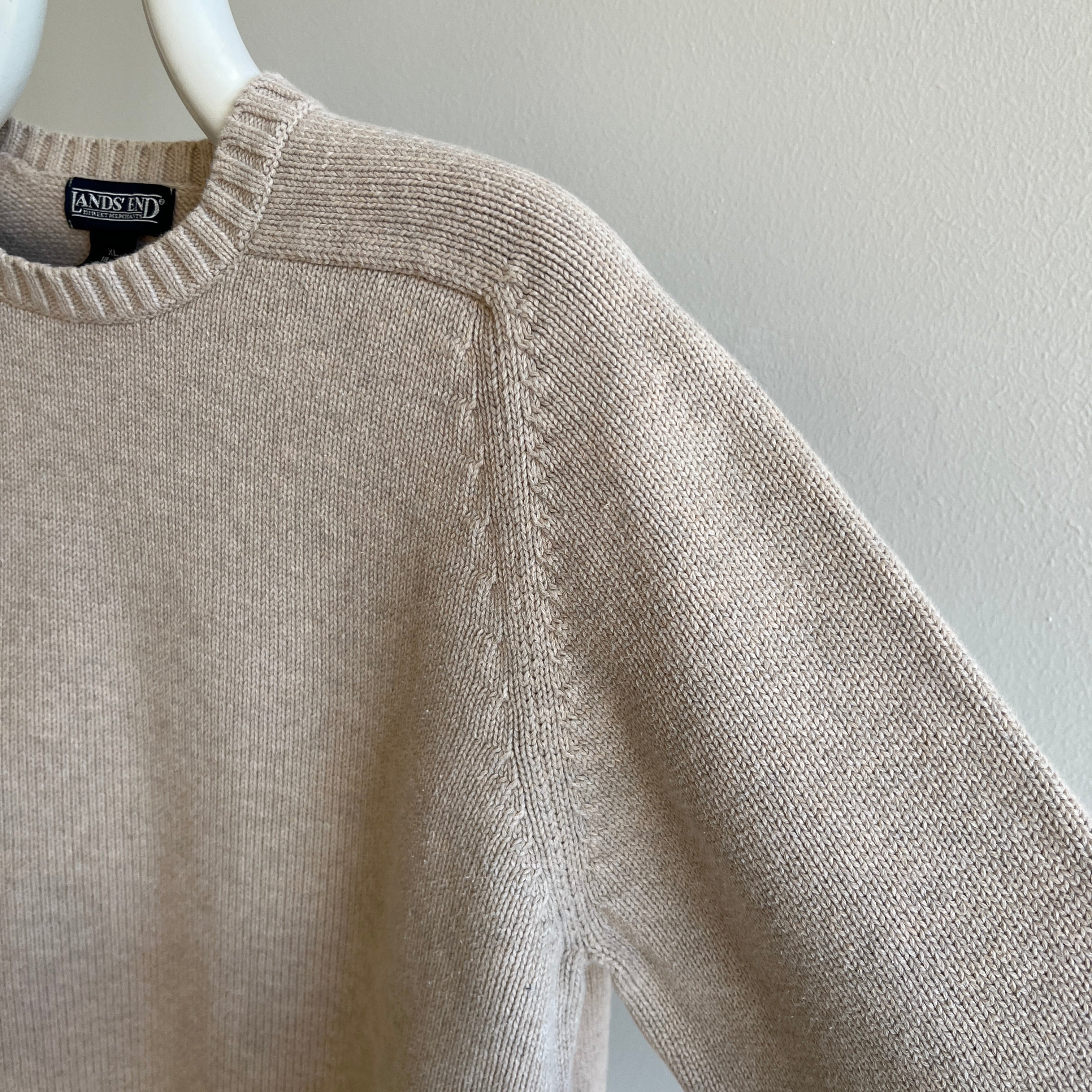 1990/2000s Lands' End Khaki Cotton Sweater - Made in Japan