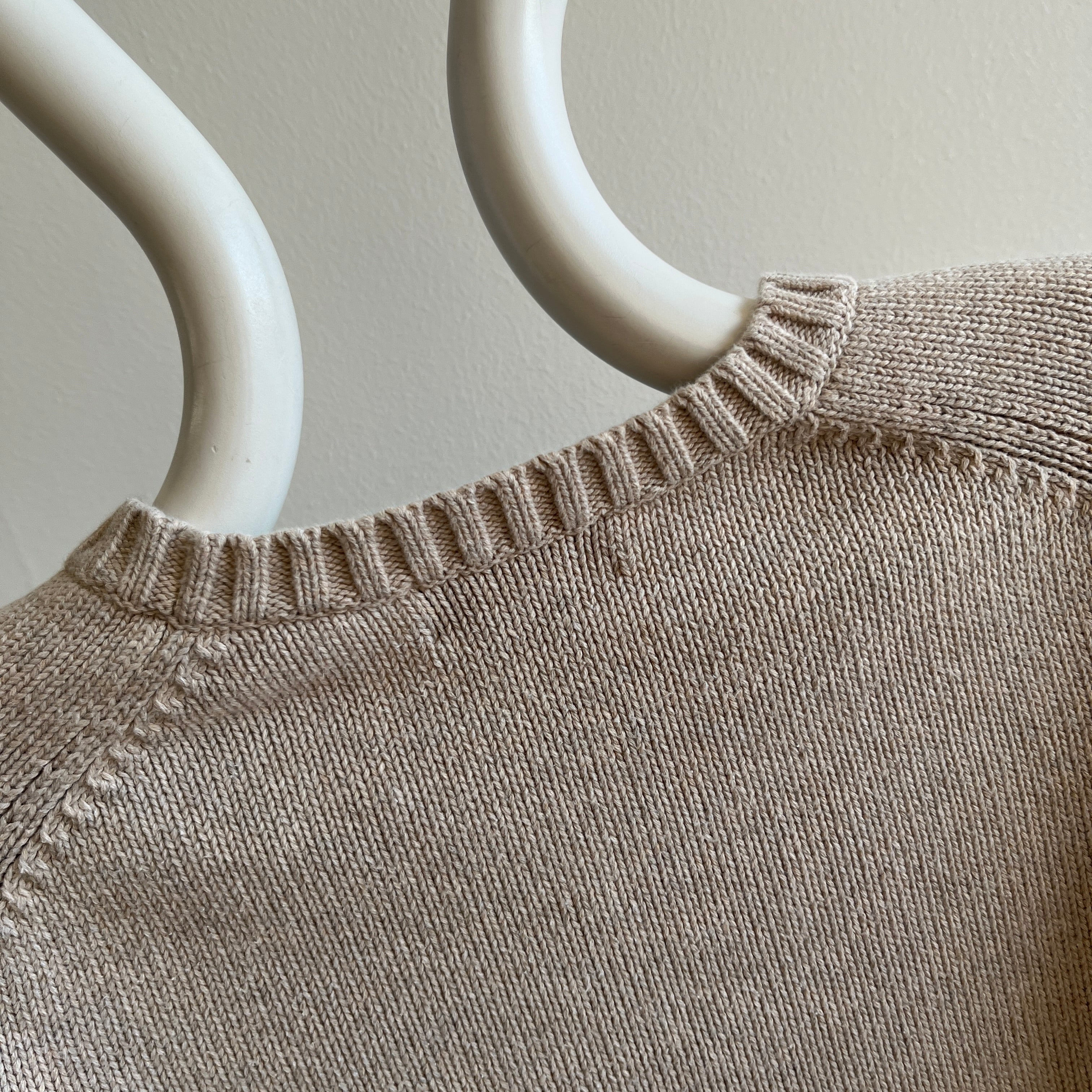 1990/2000s Lands' End Khaki Cotton Sweater - Made in Japan