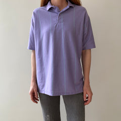 1980s Lavender Striped Polo Shirt