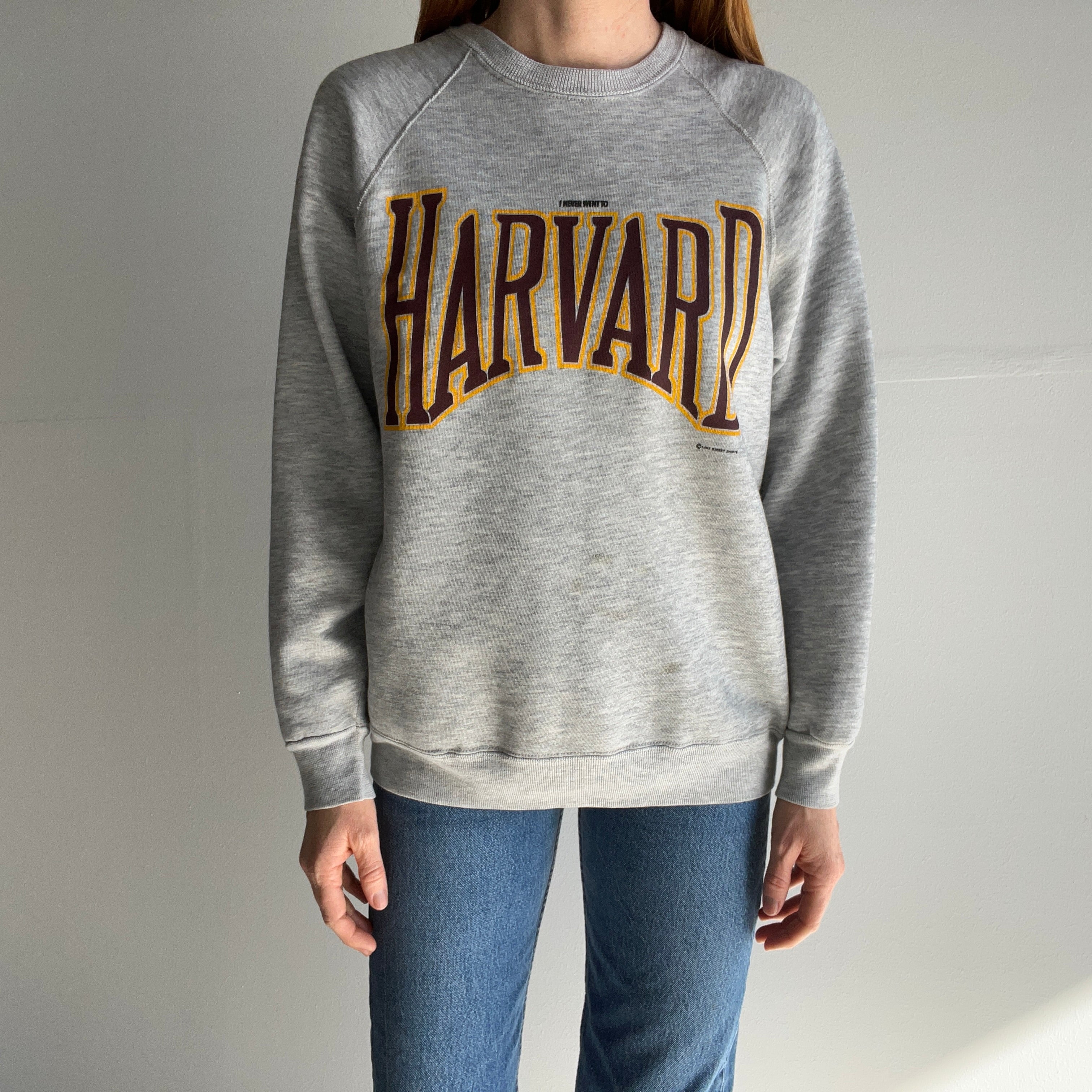 1980s I Never Went To Harvard - Small Print Sweatshirt