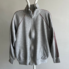 1970s Mock Neck Zip Up Side Striped Sweatshirt - THIS IS COOL