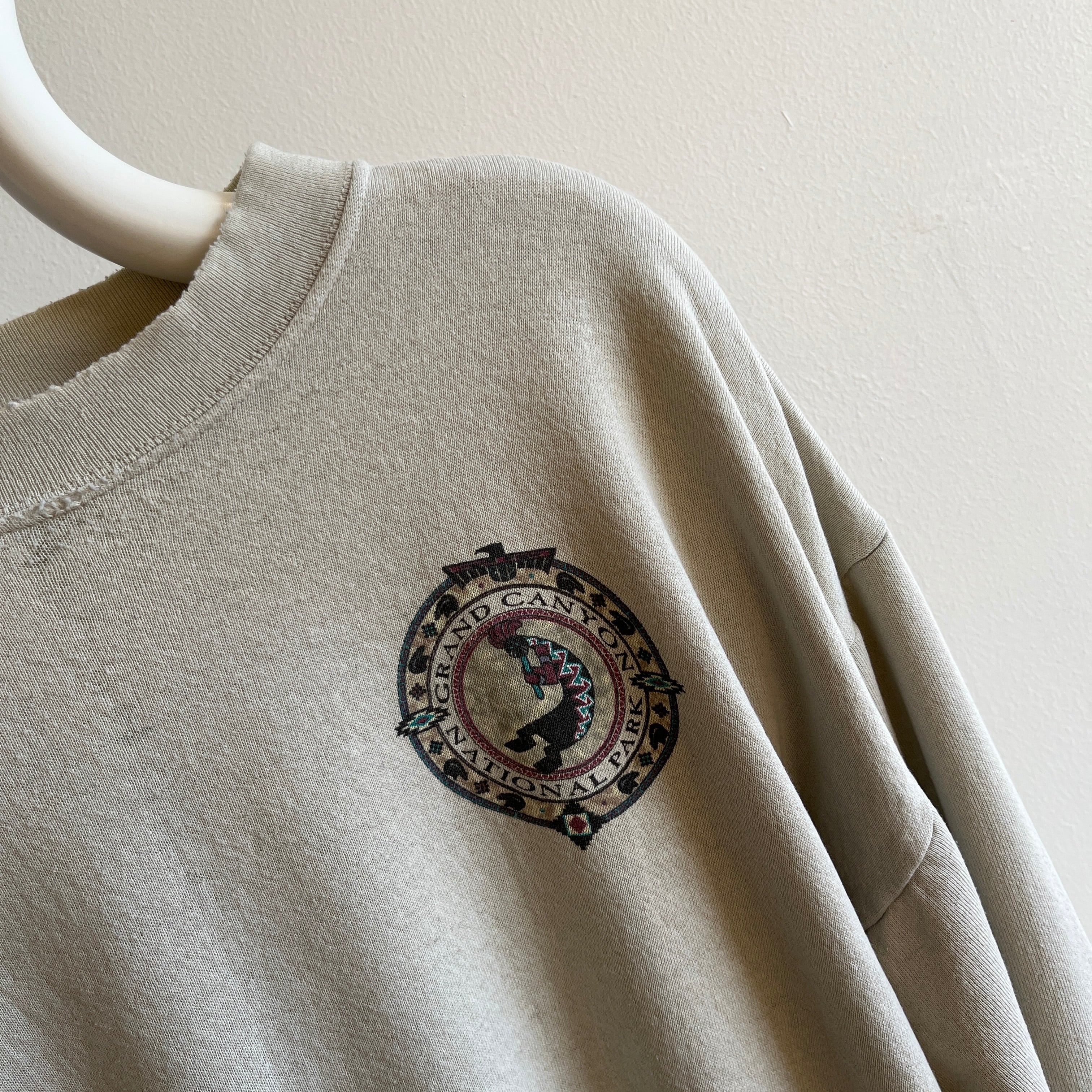 1990s Super Shredded Paper Thin Split Collar Front and Back Grand Canyon Sweatshirt