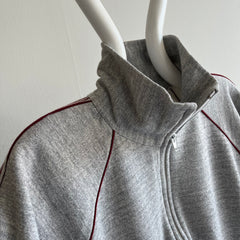 1970s Mock Neck Zip Up Side Striped Sweatshirt - THIS IS COOL