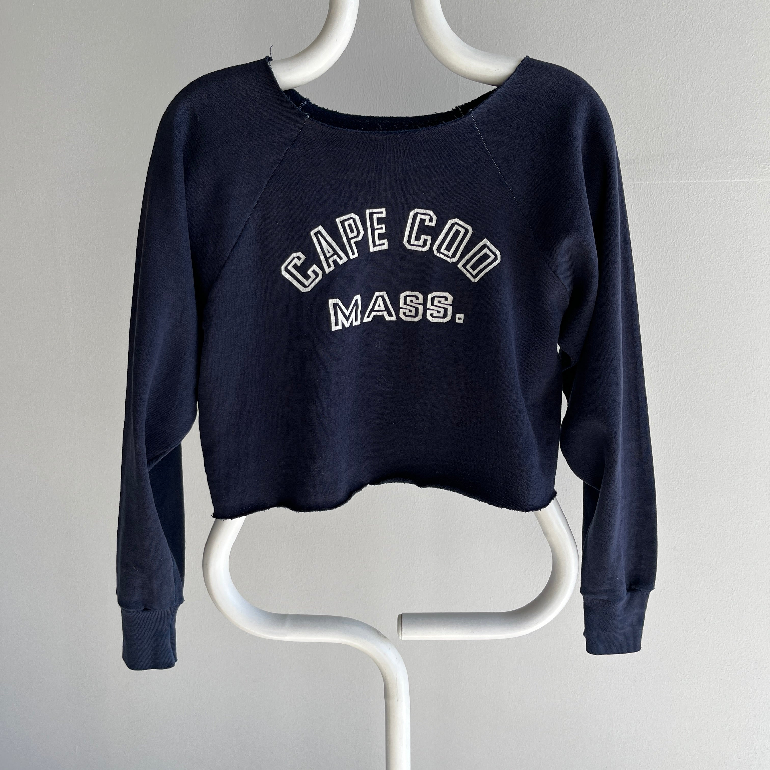 1970s Sun Faded Cape Cod DIY Crop Top Sweatshirt