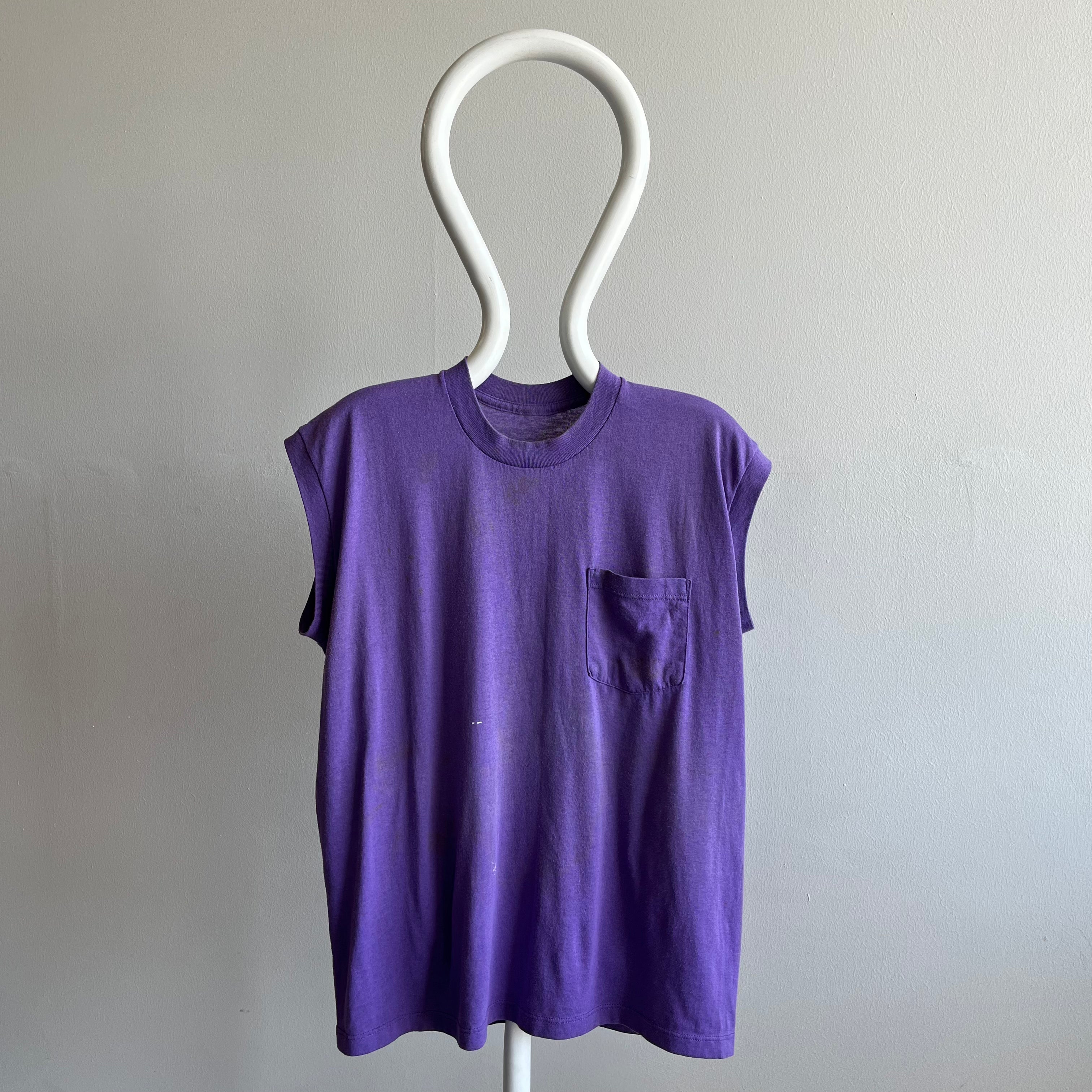 1980s Super Stained and Faded Purple Muscle Tank