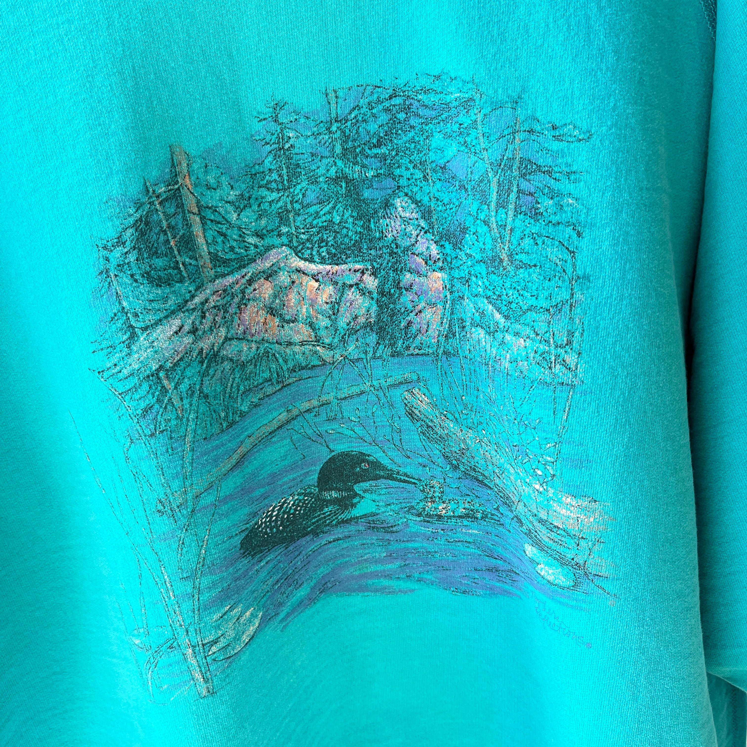 1980s Northern Reflections Heavyweight Mostly Cotton Sweatshirt with a Loon on It