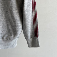 1970s Mock Neck Zip Up Side Striped Sweatshirt - THIS IS COOL