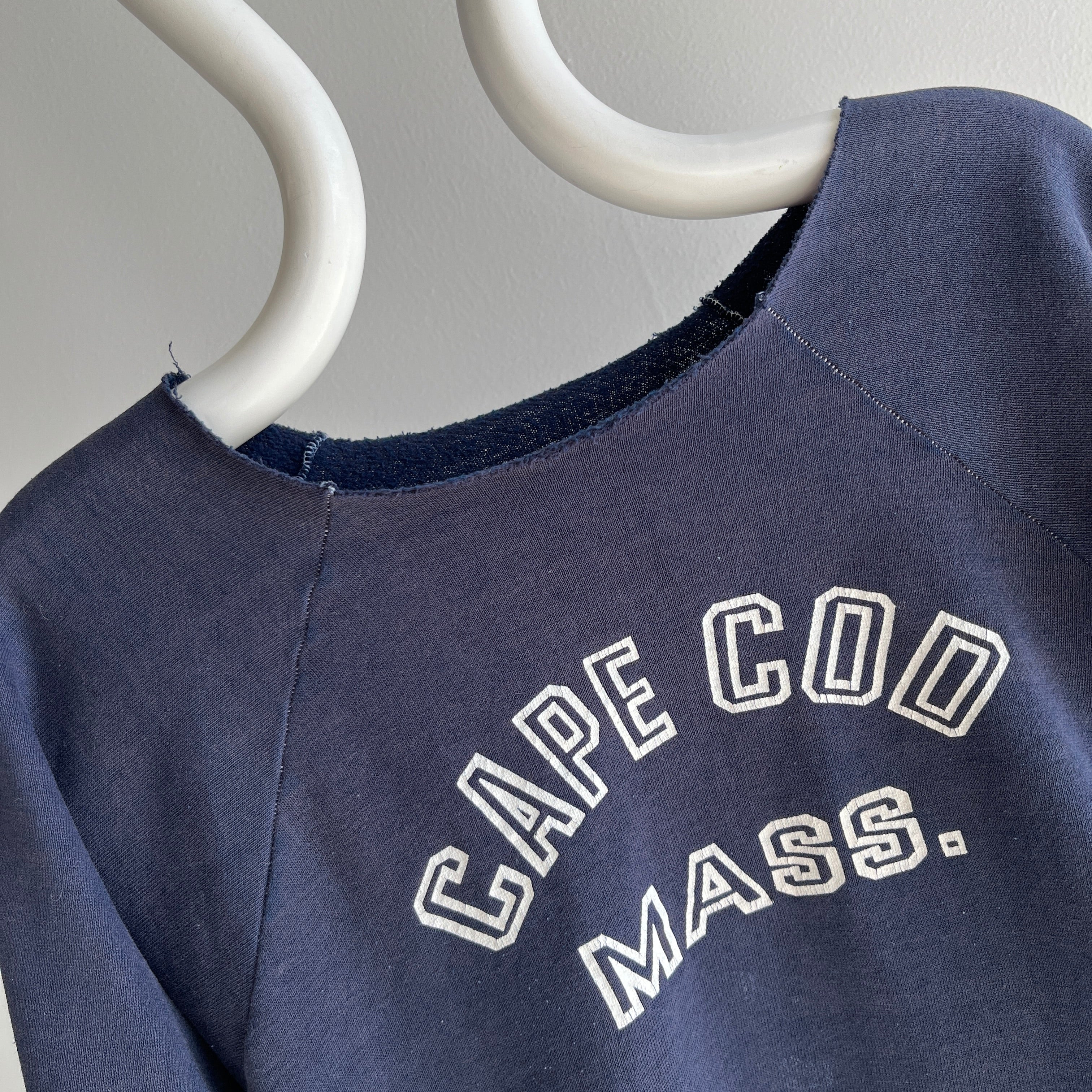 1970s Sun Faded Cape Cod DIY Crop Top Sweatshirt